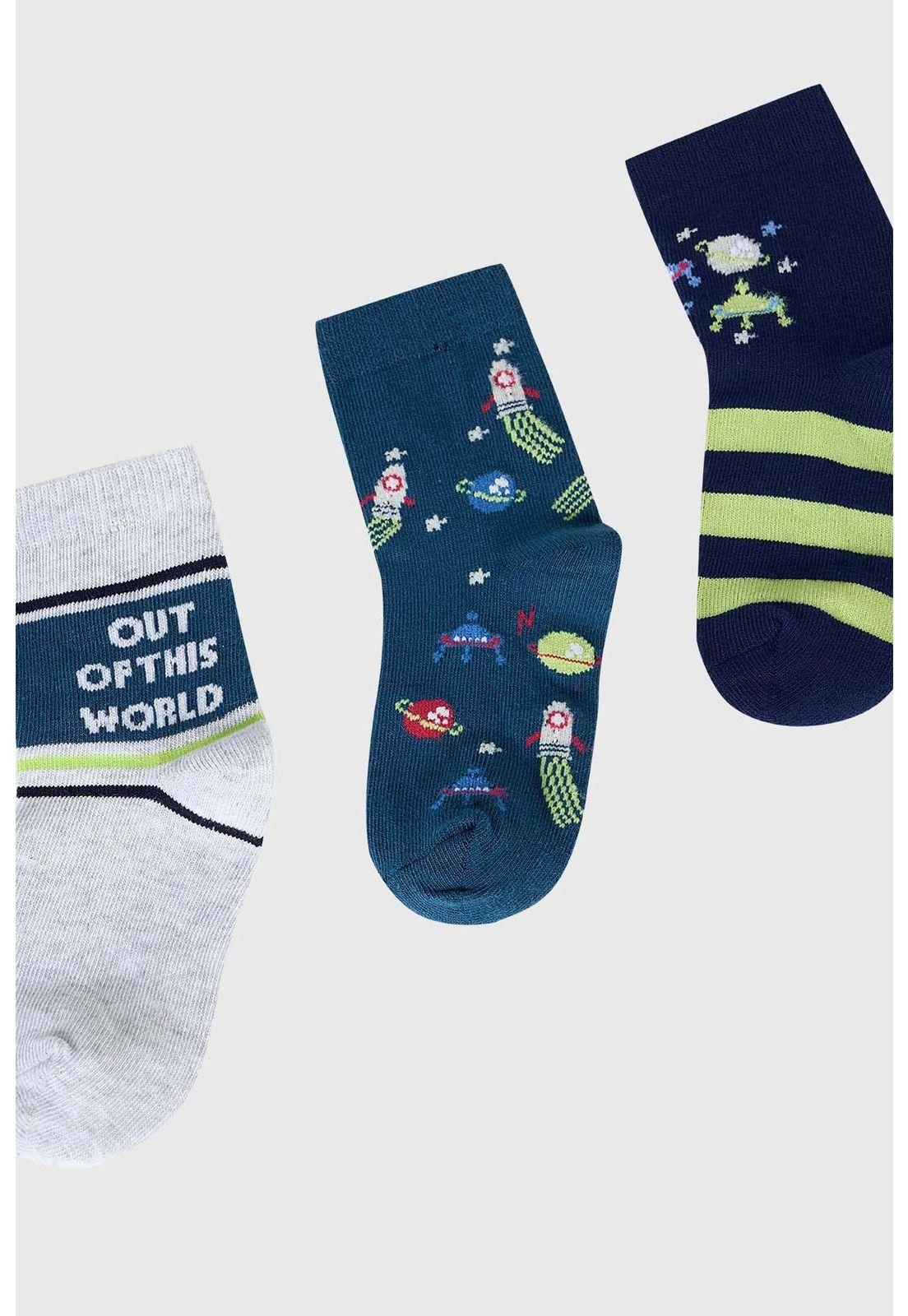 Calcetín Niño Tripack Turquesa-1