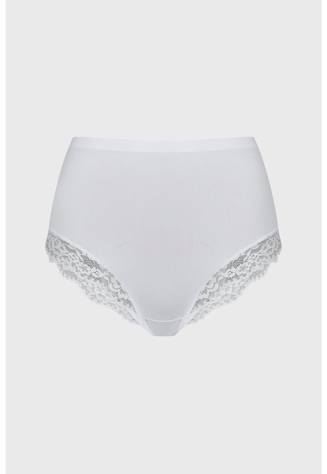 Calzón Mujer Tiro Alto Detalle Encaje Blanco - ll-0