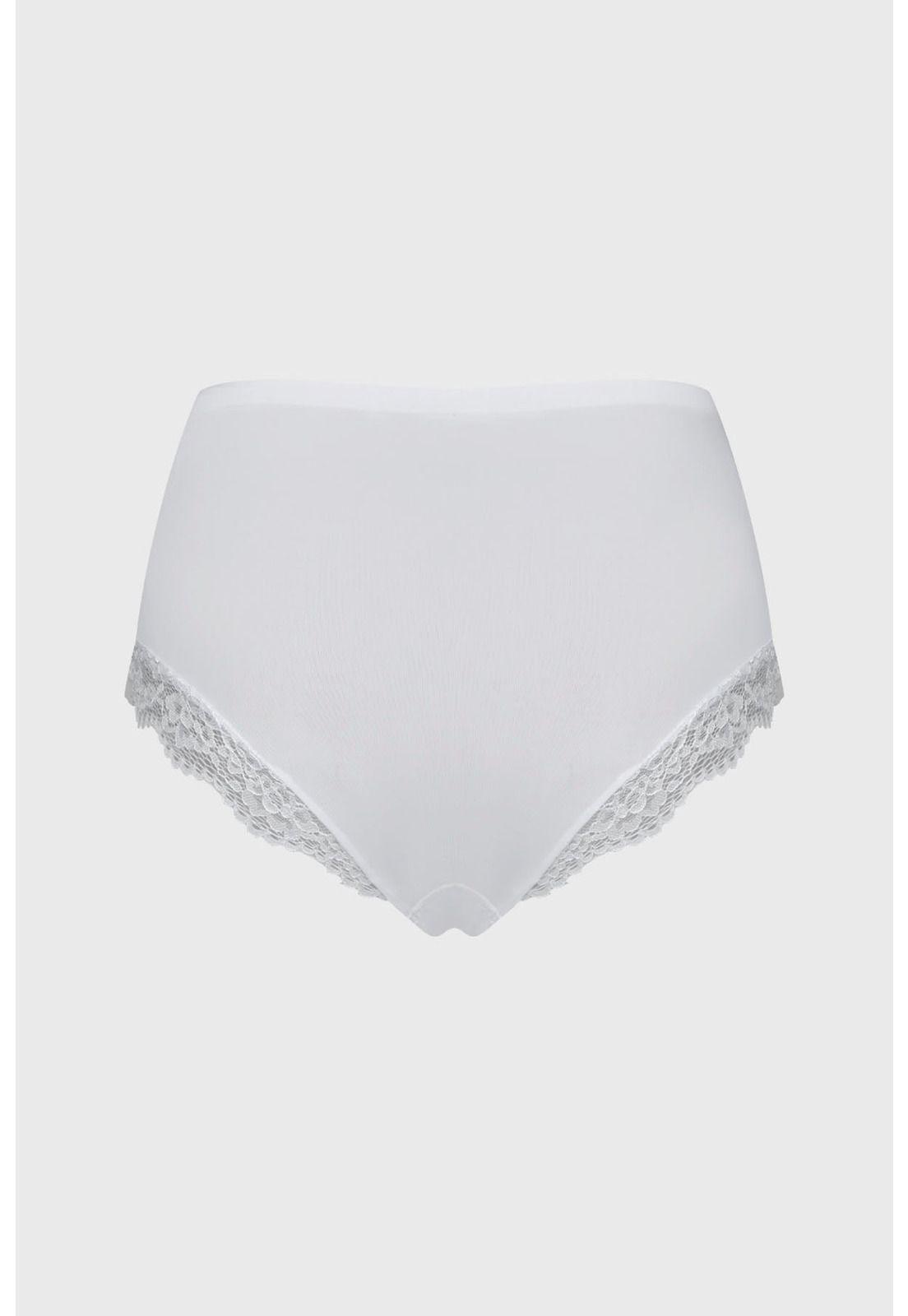 Calzón Mujer Tiro Alto Detalle Encaje Blanco - ll-1