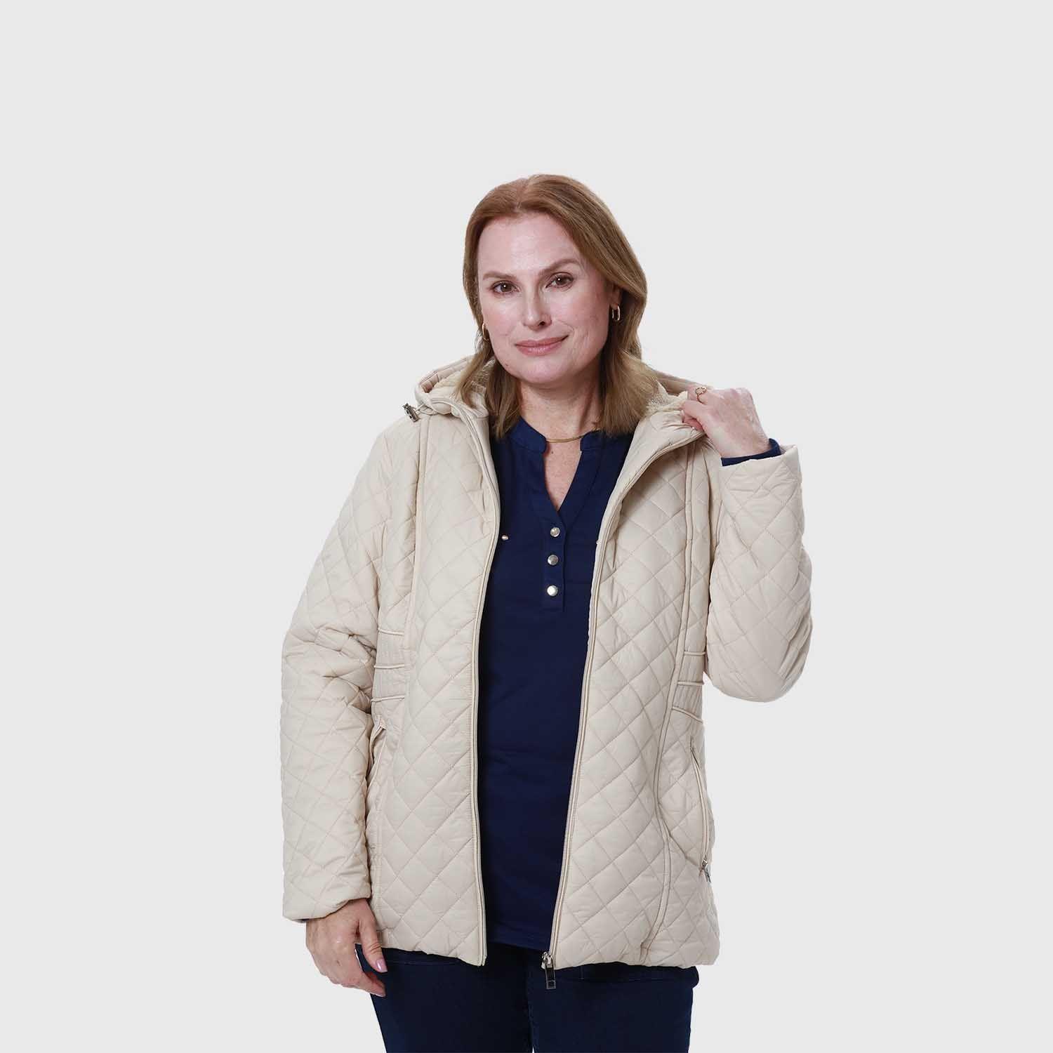 Parka Mujer Con Bolsillo Beige-1