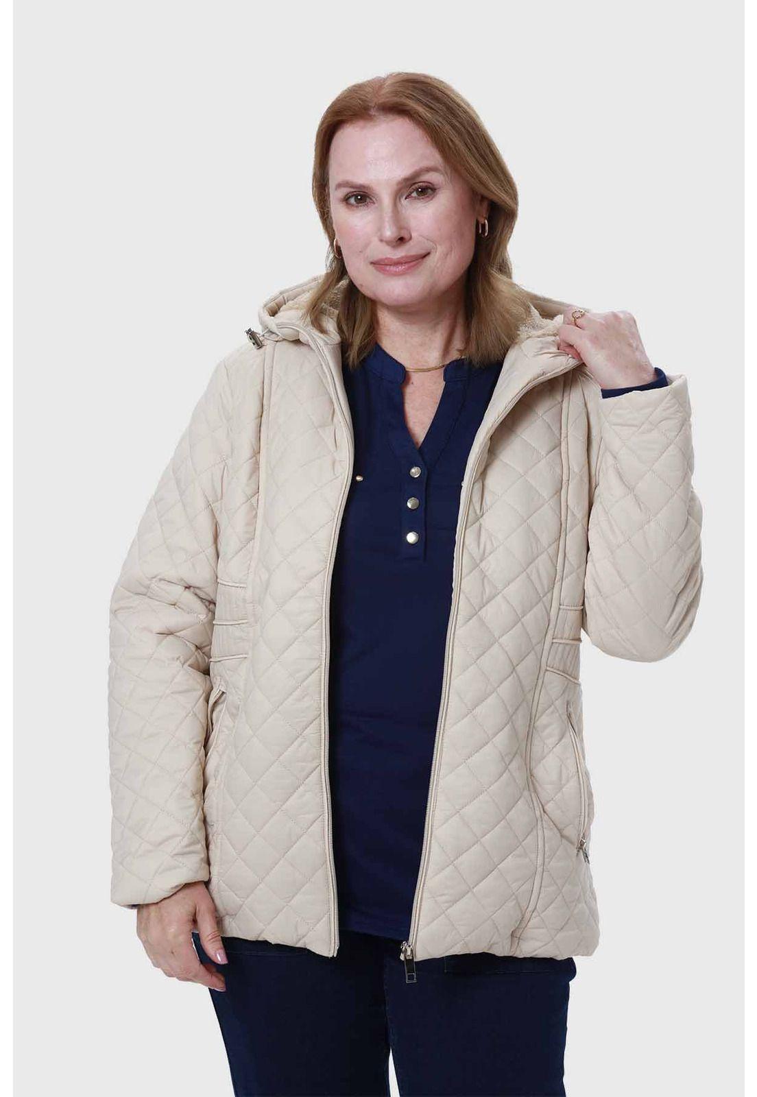 Parka Mujer Con Bolsillo Beige-1