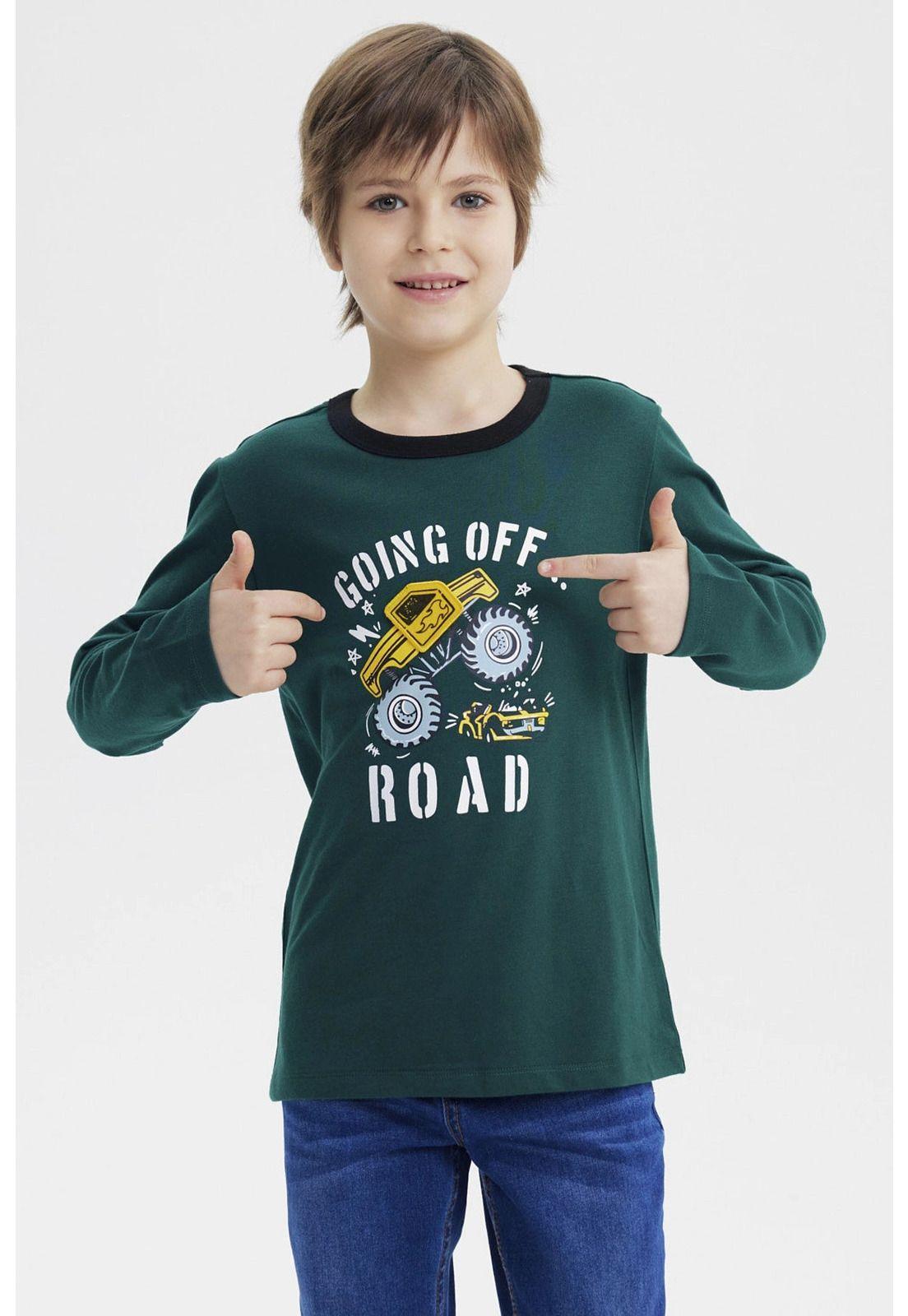 Polera Niño Slim Verde Oscuro-0