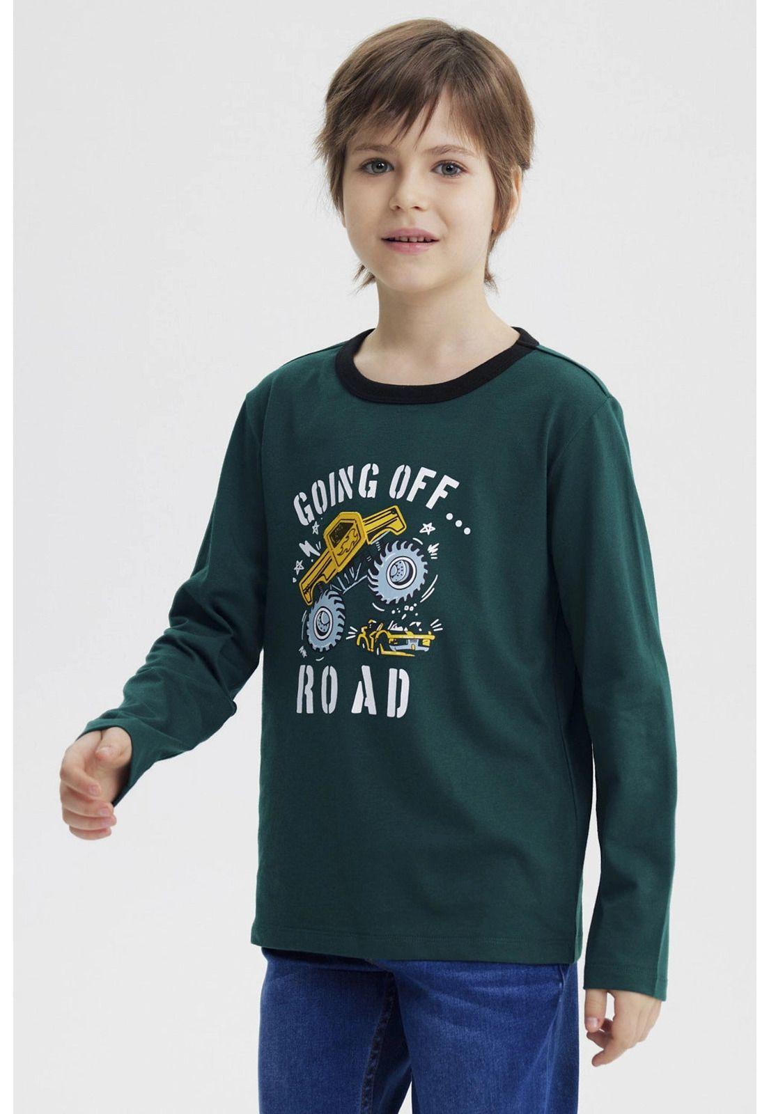 Polera Niño Slim Verde Oscuro-1