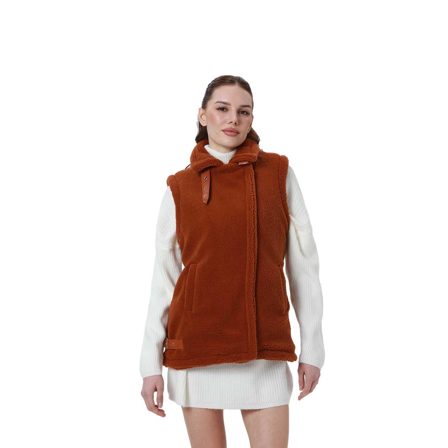 Polar Mujer Corderito Hebilla Camel Oscuro-0