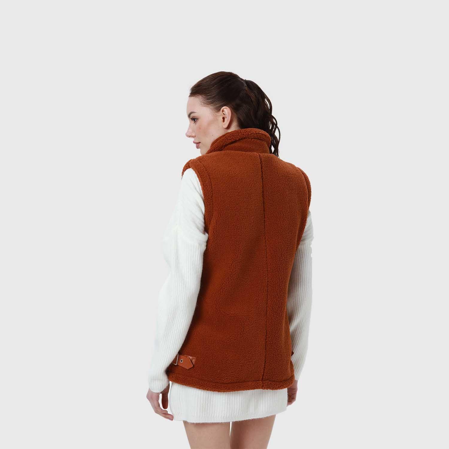 Polar Mujer Corderito Hebilla Camel Oscuro-5