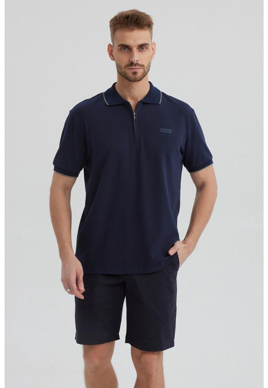 Polera Hombre Con Cierre Azul Marino-0