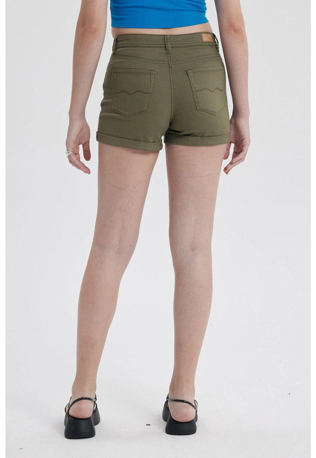 Short Mujer Color Roll Up Tiro Alto Verde-2