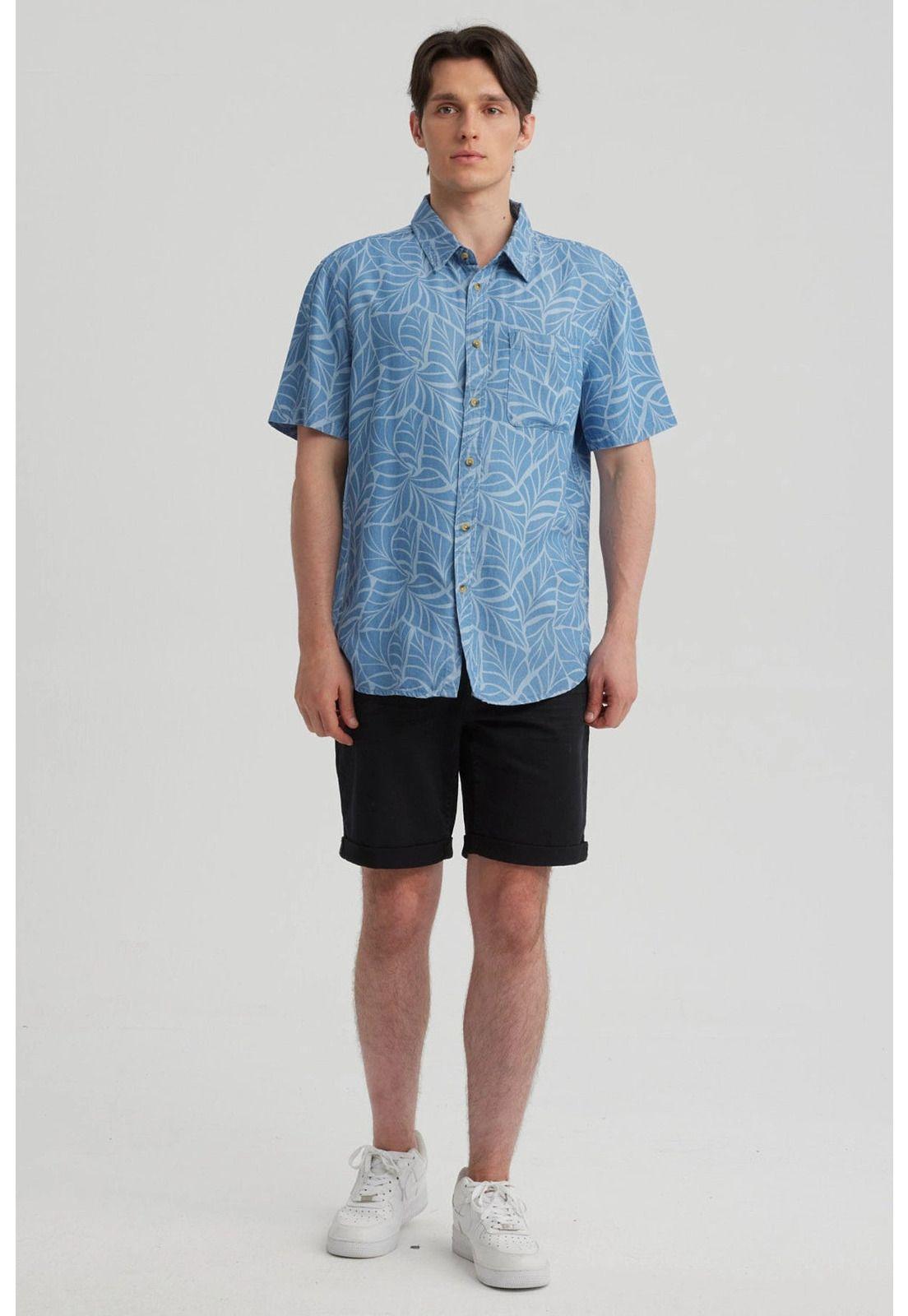 Camisa Hombre Print Azul Claro-1