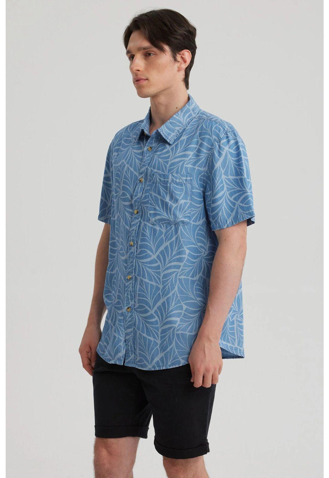 Camisa Hombre Print Azul Claro-3