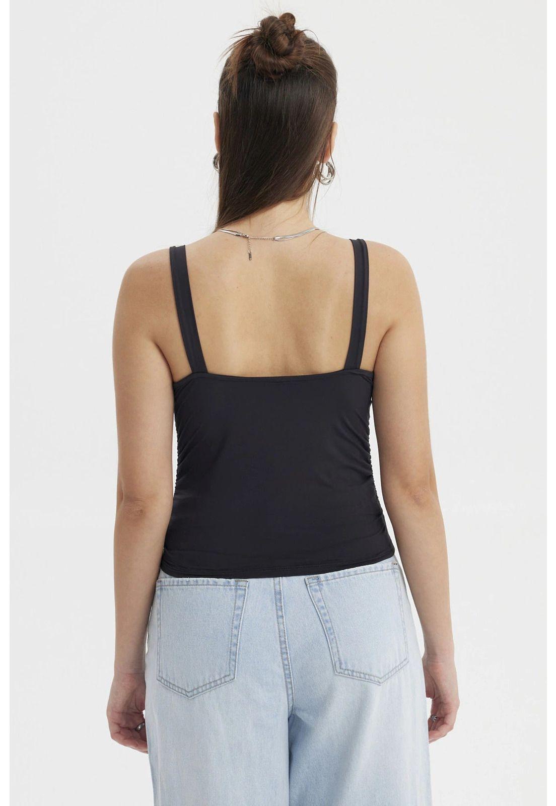 Polera Mujer Escote Cuadrado Negro- ll-2