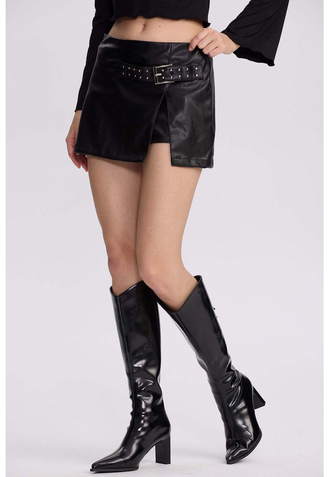 Falda Mujer Short Cinturón Negro-1