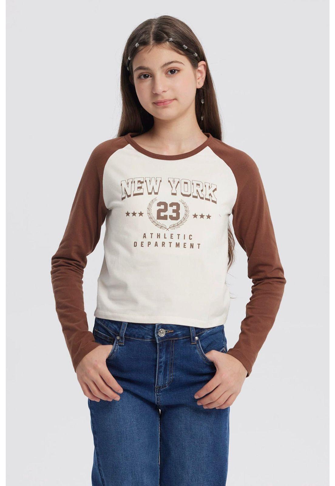 Polera Niña Cuello Redondo Crudo-0