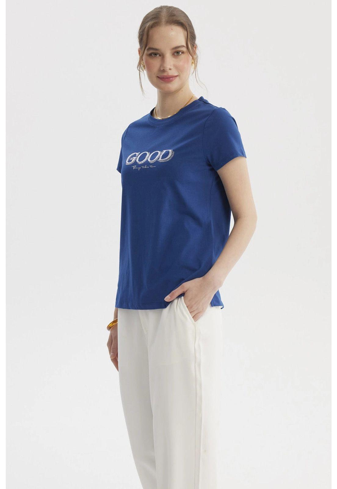 Polera Mujer Print Posicional Azul- ll-1