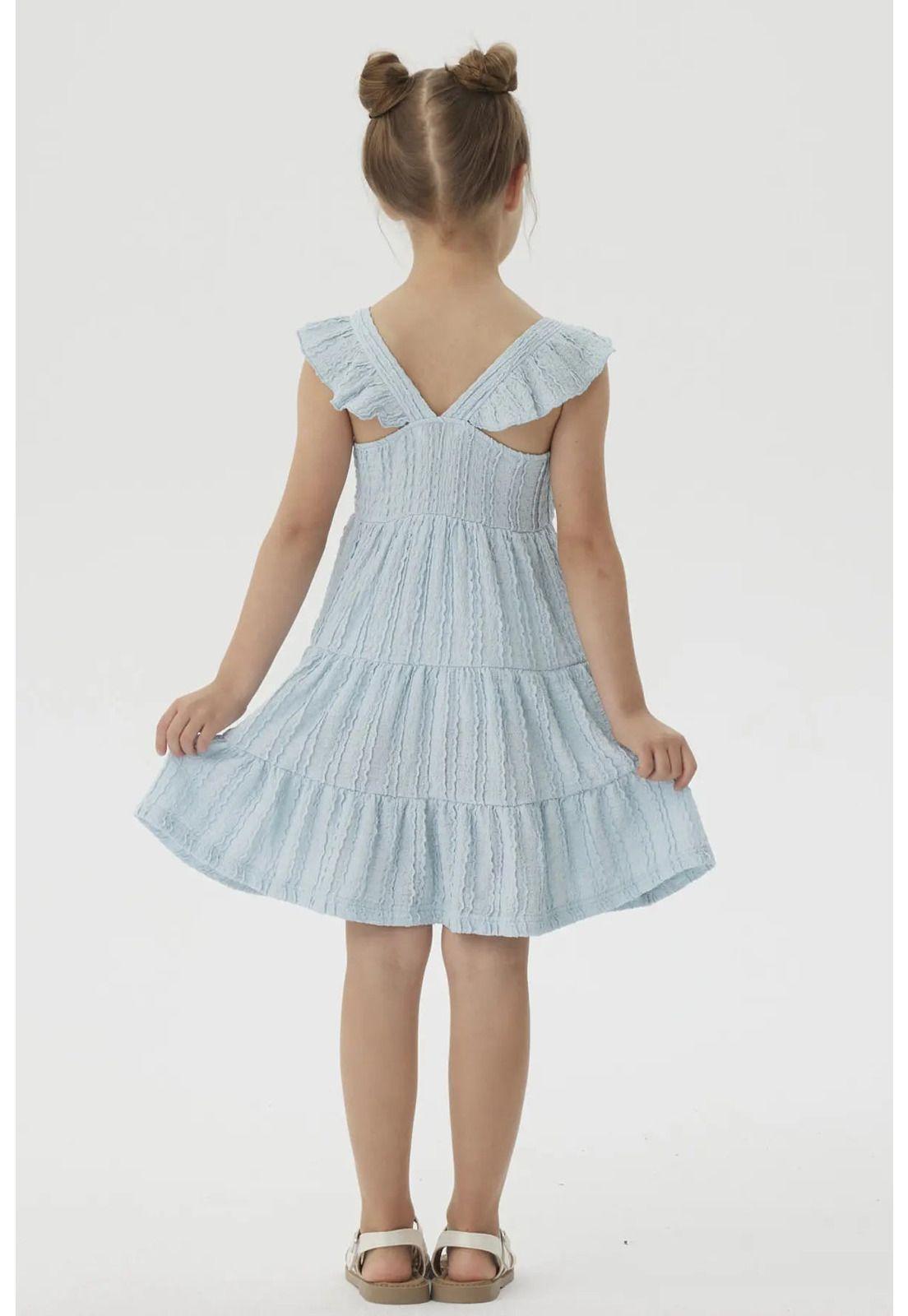 Vestido Niña Textura Y Vuelos Verde Agua-2