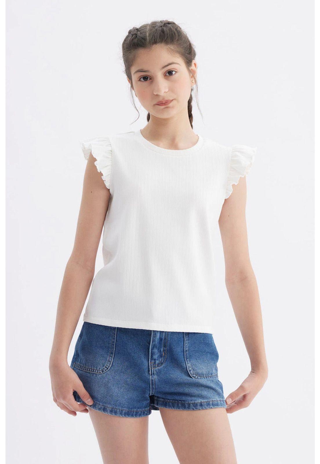 Polera Niña Rib Crudo-0