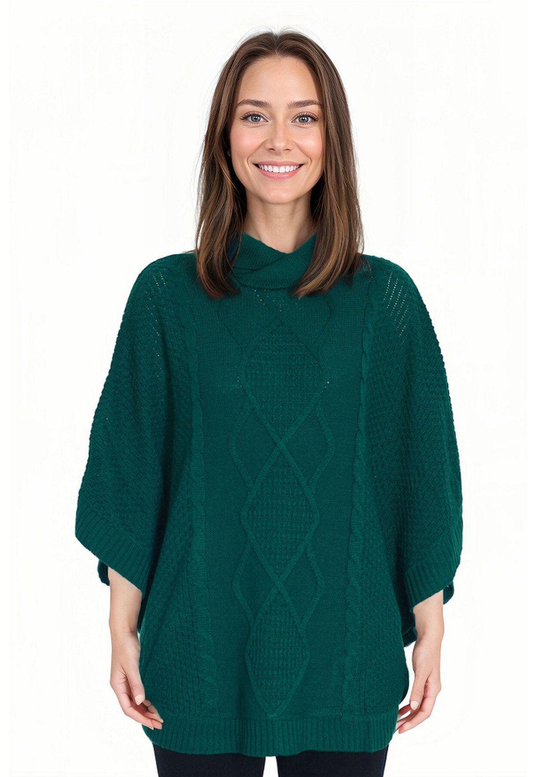 Sweater Mujer Poncho Verde- ll-0