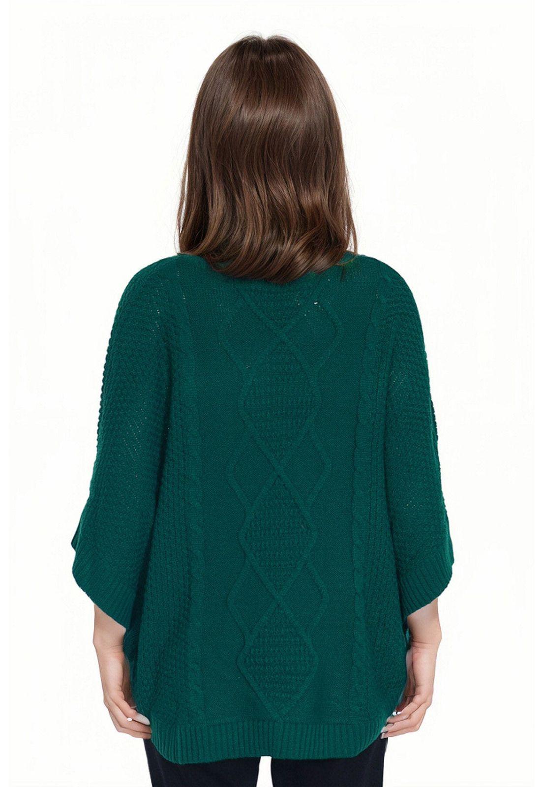 Sweater Mujer Poncho Verde- ll-1