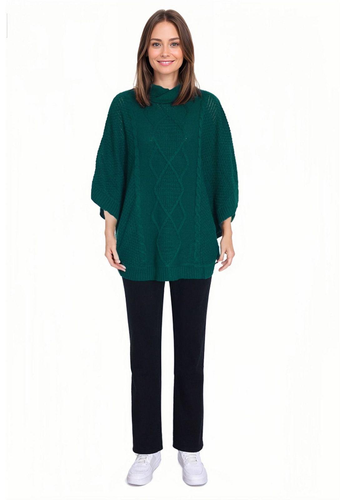 Sweater Mujer Poncho Verde- ll-2