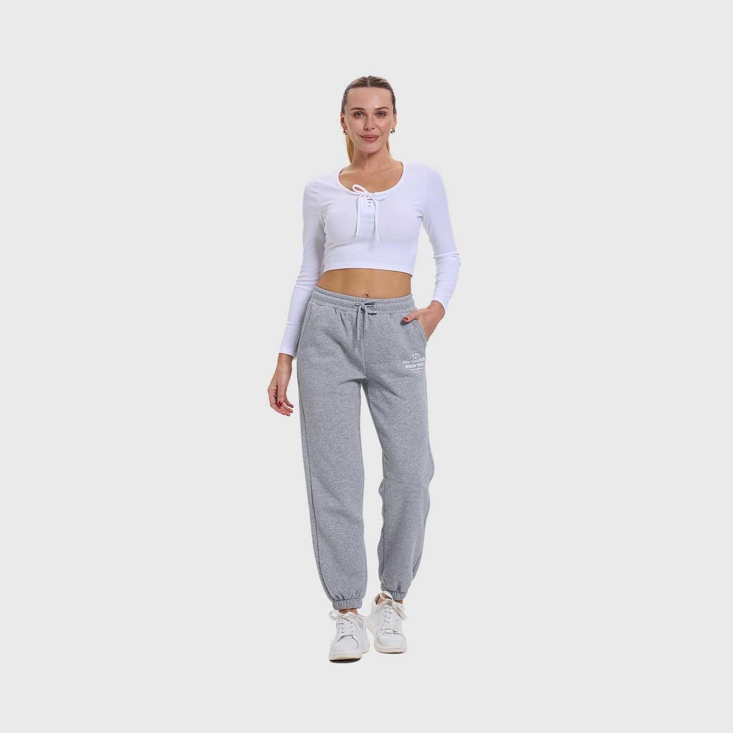 Pantalón Mujer Jogger Gris Melange Fashion's Park-3