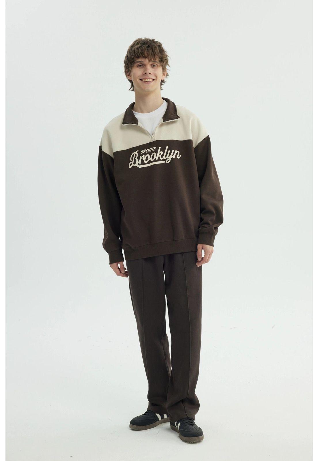 Polerón Hombre Oversize Marrón-3