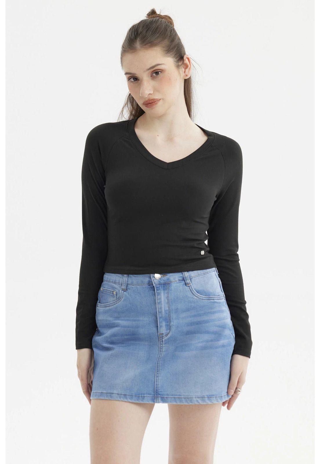 Polera Mujer Lisa Negro - Vll-0