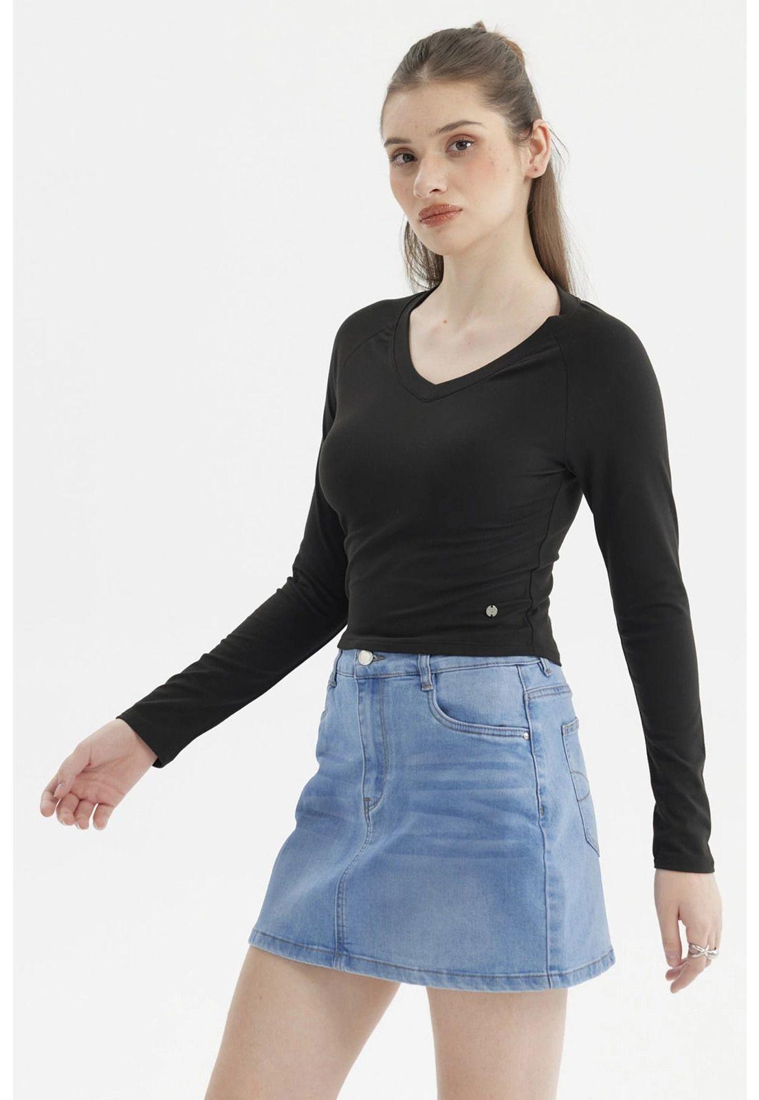 Polera Mujer Lisa Negro - Vll-1