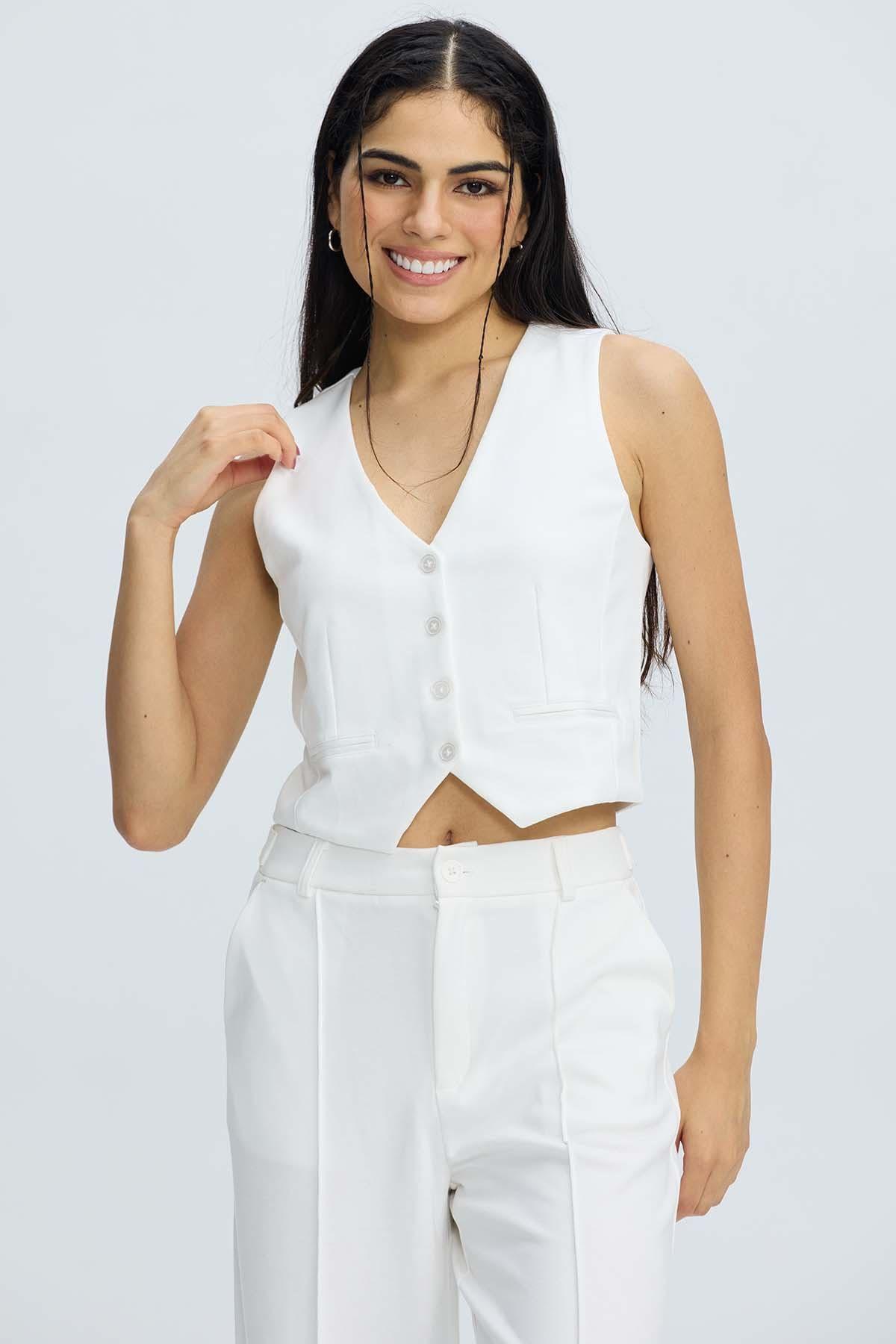 Blazer Mujer Blazer Gillette Abertura Crudo-0