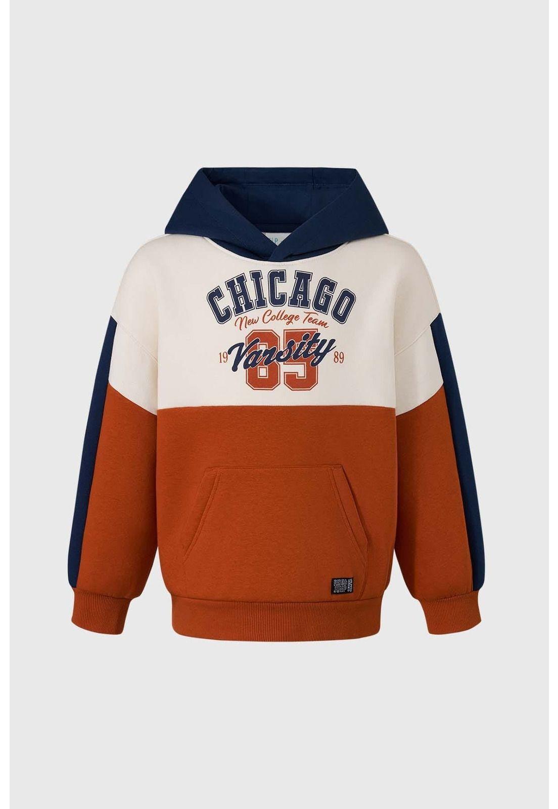 Polerón Niño Canguro Tricolor Crudo-0