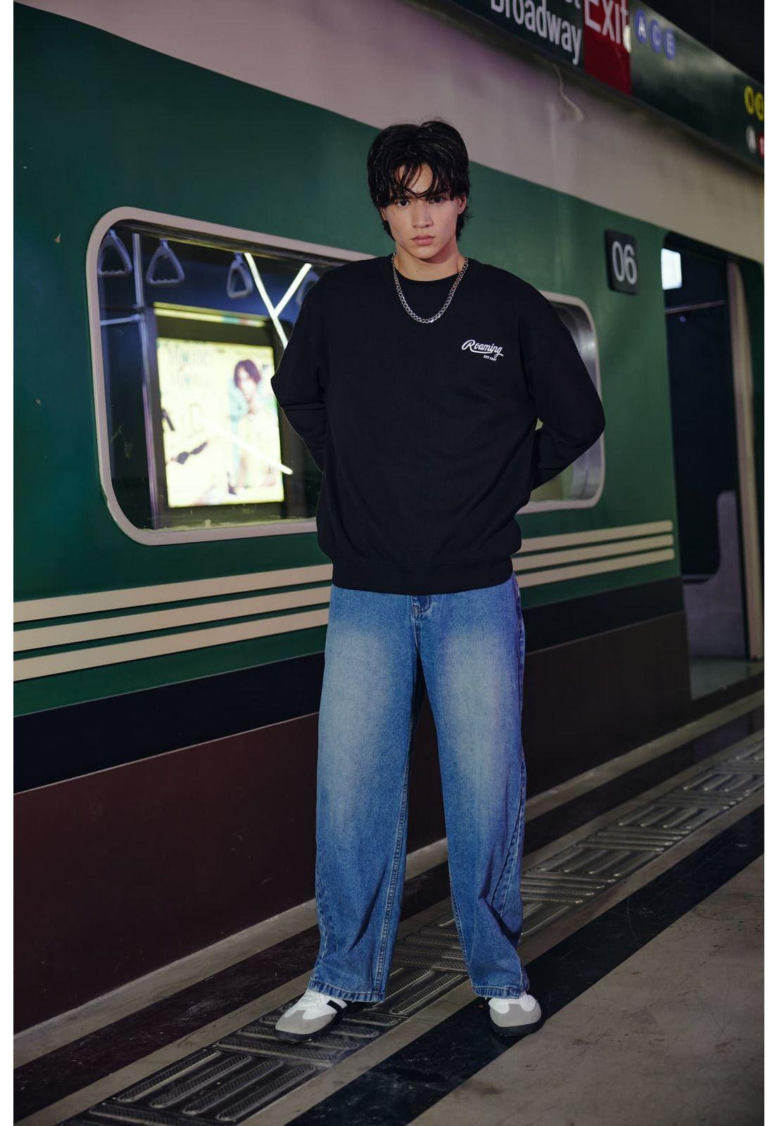 Polerón Hombre Oversize Negro - lX-2