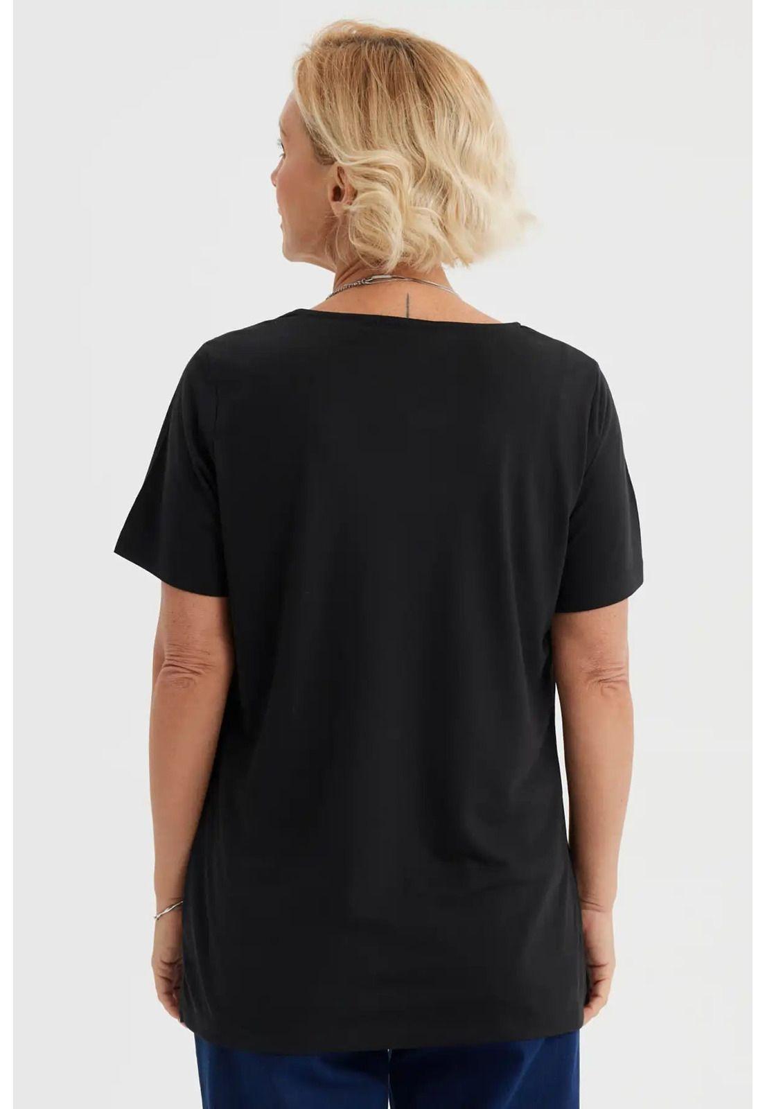 Polera Mujer Detalle Cuello Negro-2