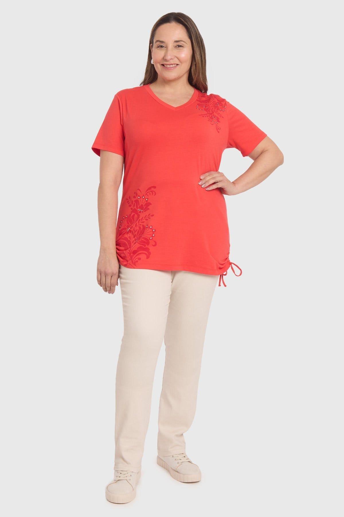 Polera Mujer Print & Strass Coral-3