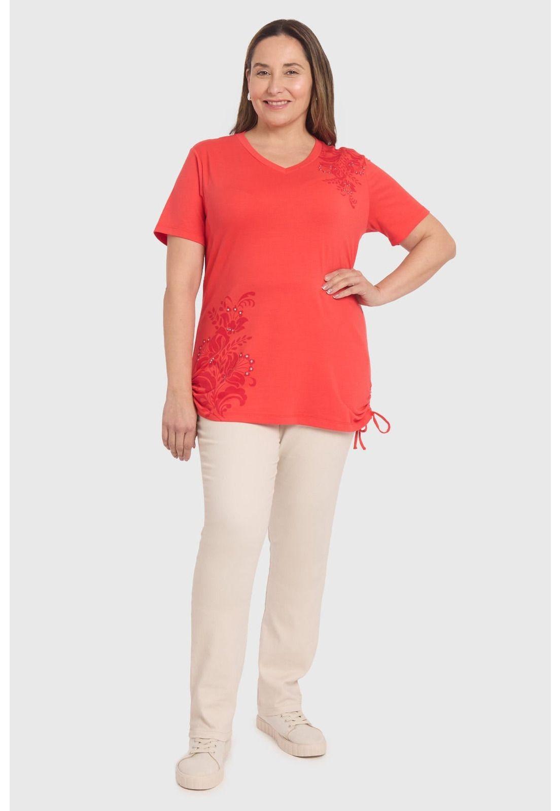 Polera Mujer Print & Strass Coral-3