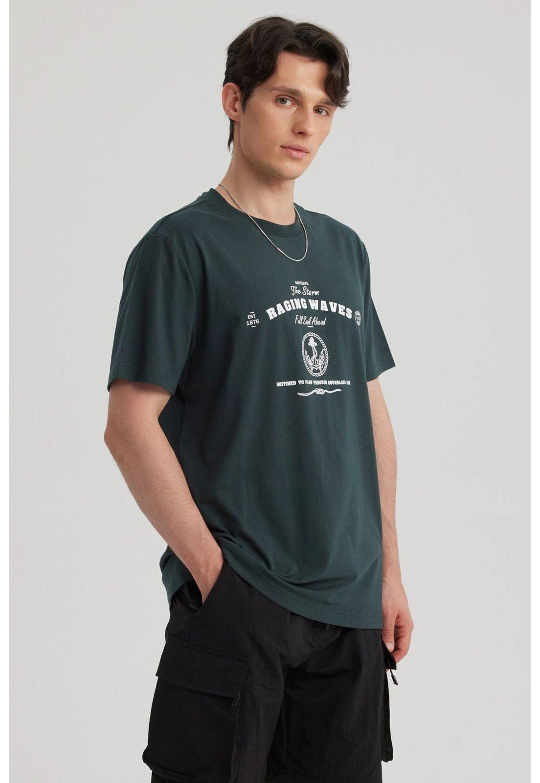 Polera Hombre Print Regular Fit Verde-5