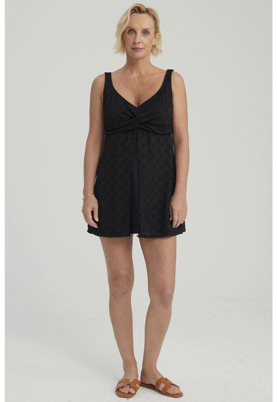 Traje De Baño Mujer Peto Vestido Rapport Negro-1