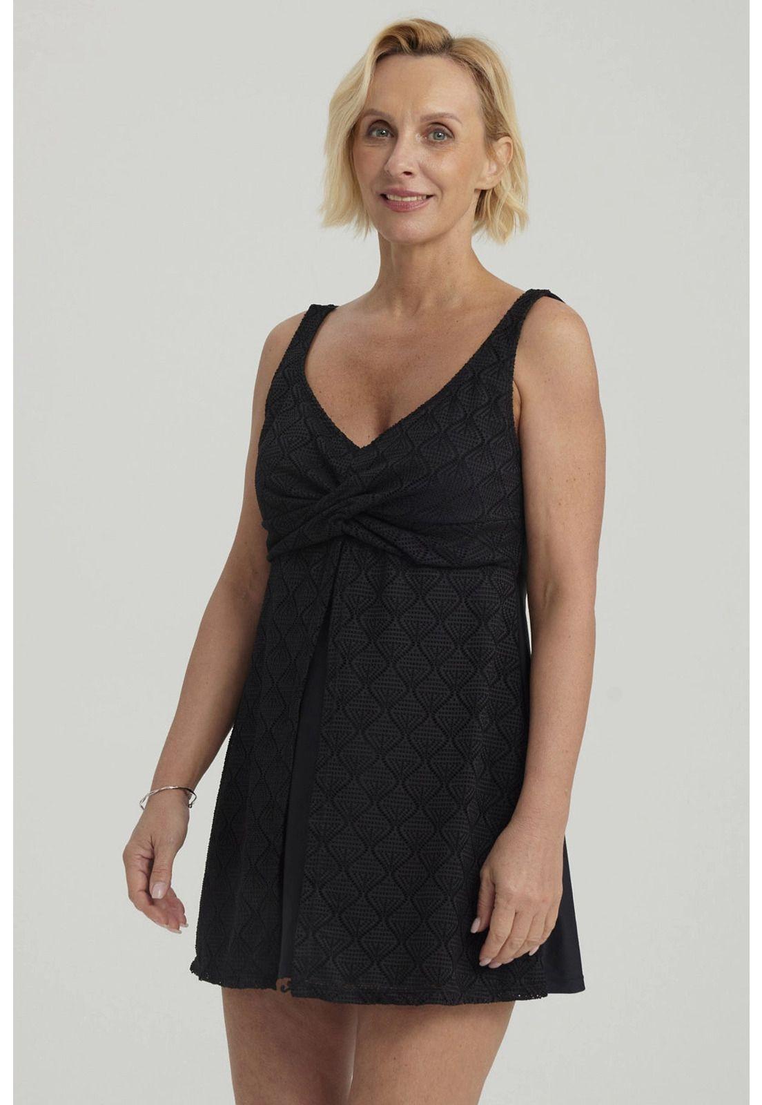 Traje De Baño Mujer Peto Vestido Rapport Negro-3