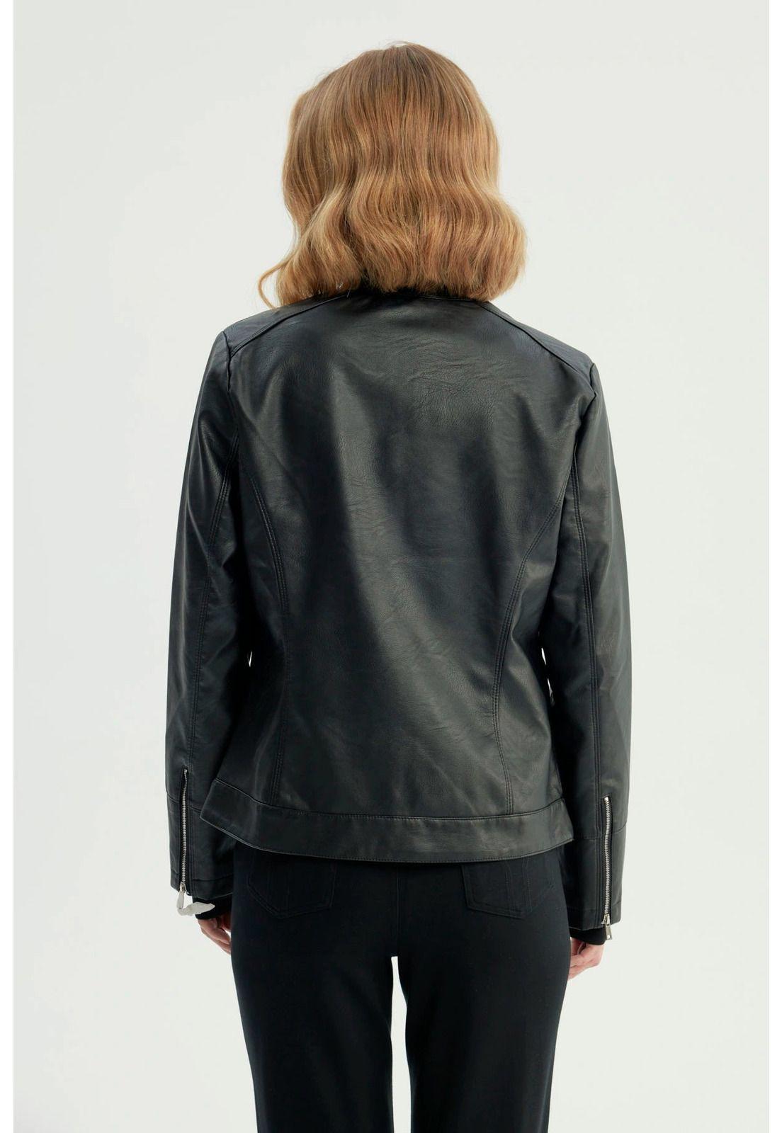 Chaqueta Mujer Ecocuero Negro-2