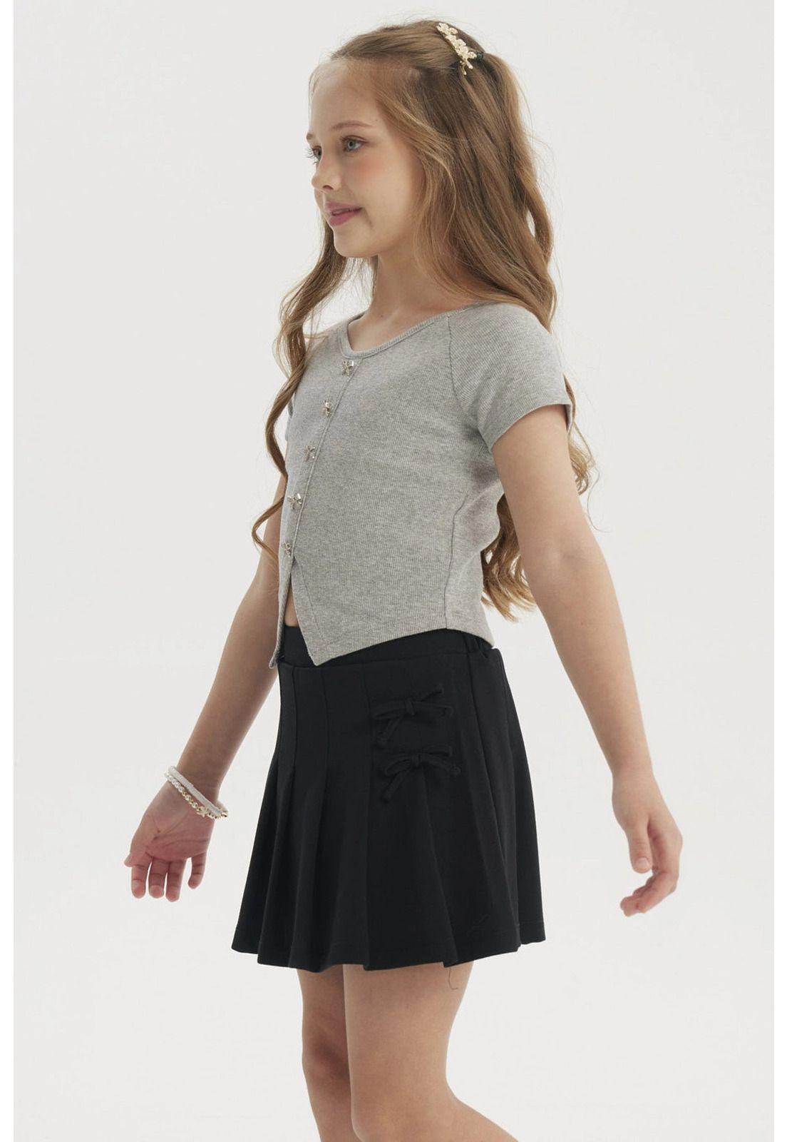 Polera Niña Botones De Lazo Gris Melange-1