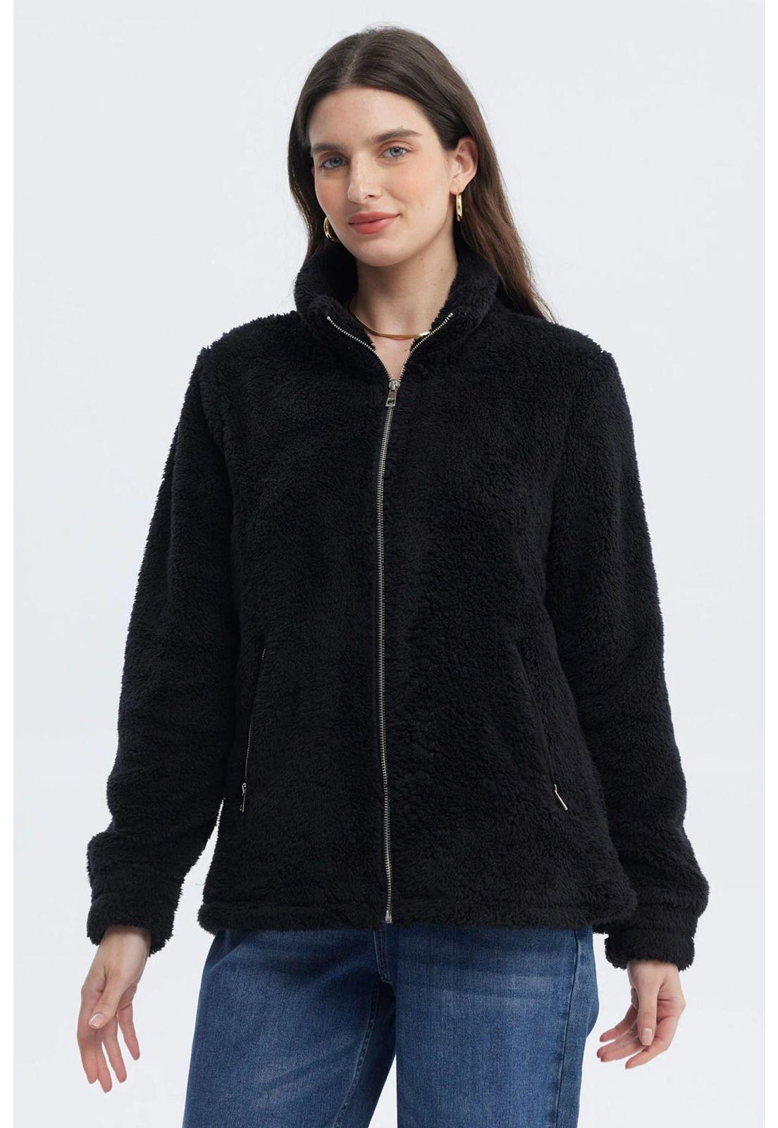 Polar Mujer Básico Peludo Negro-0