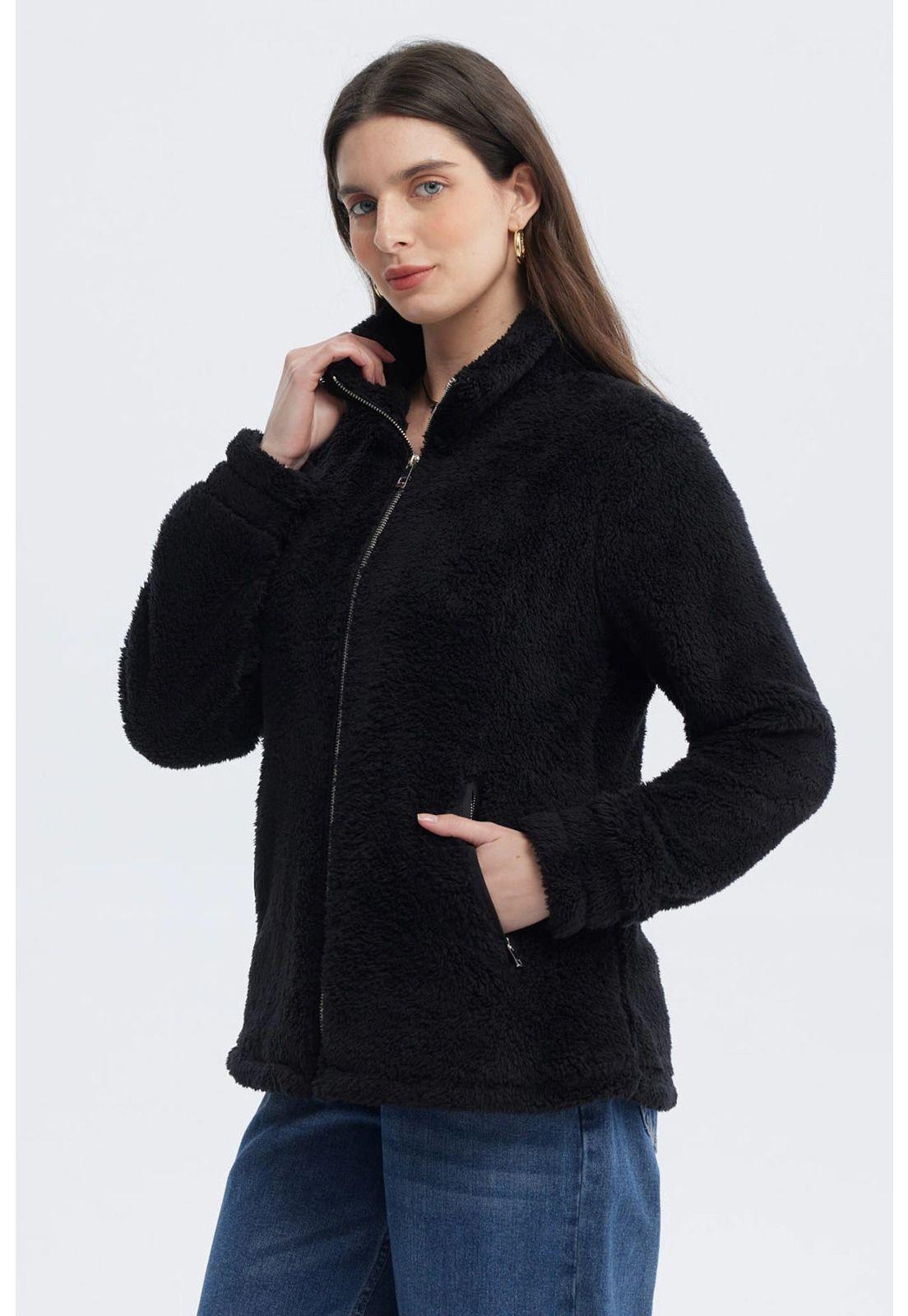 Polar Mujer Básico Peludo Negro-1