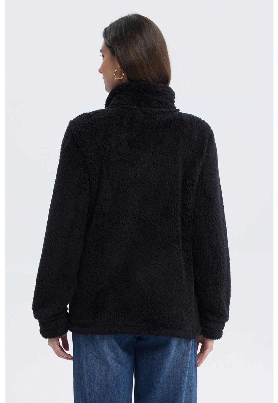 Polar Mujer Básico Peludo Negro-2