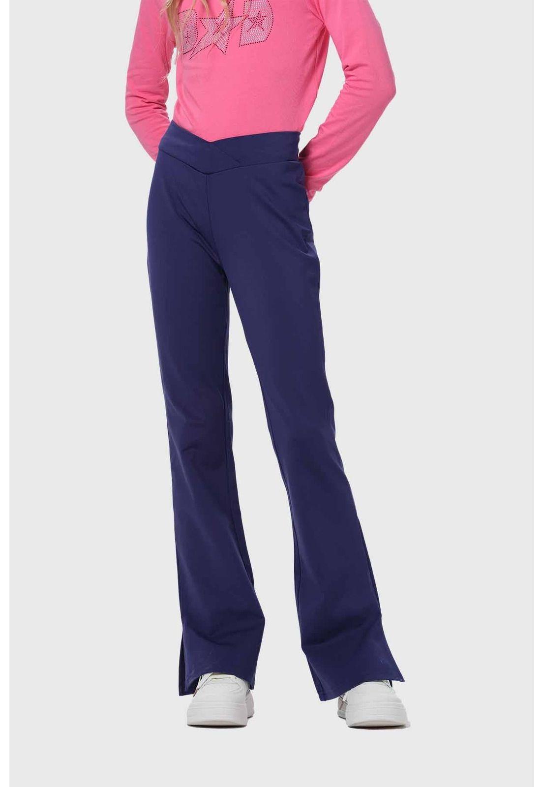 Calza Niña Flare Tiro Alto Azul-0