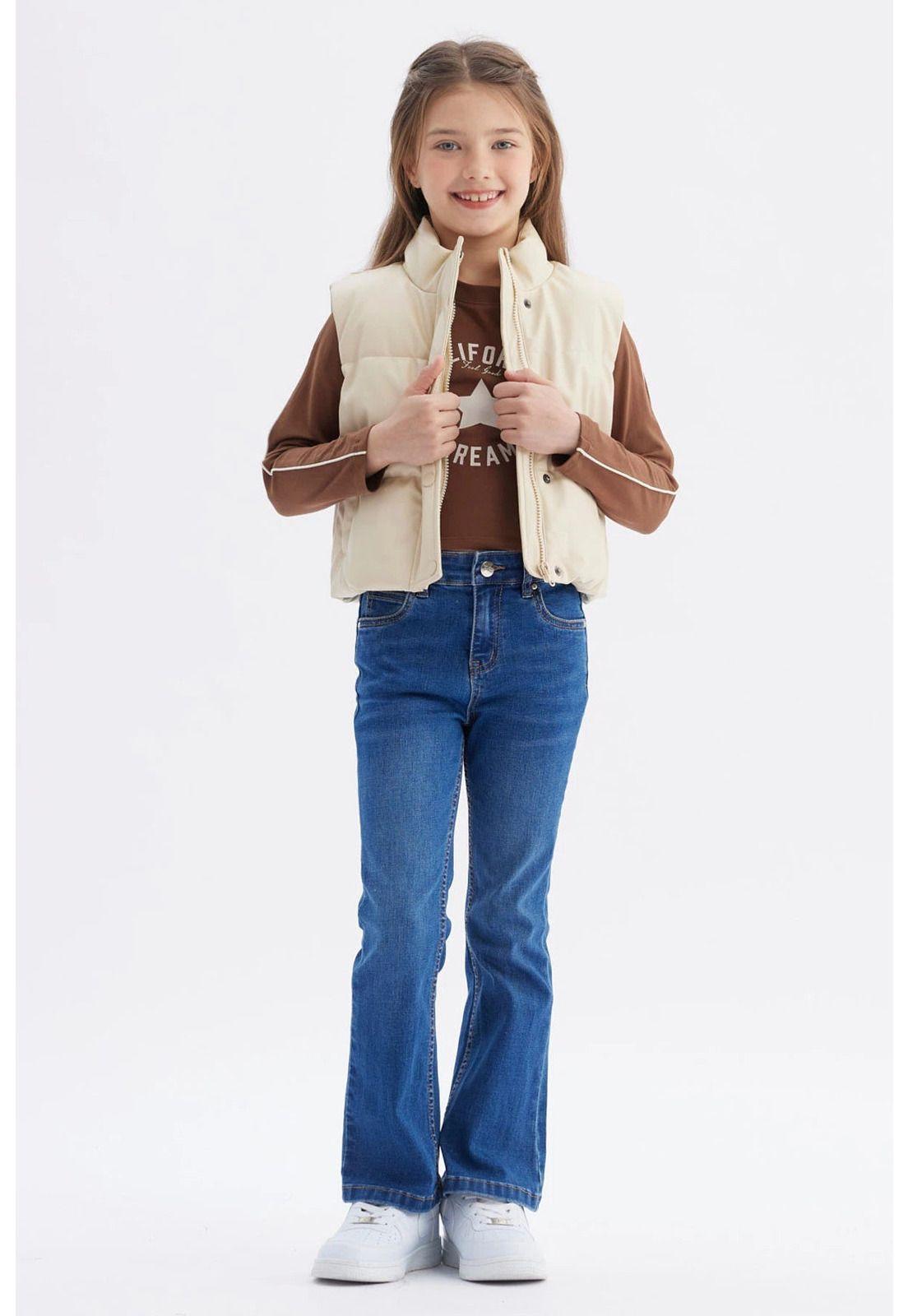 Parka Niña Efecto Cuero Beige - ll-3