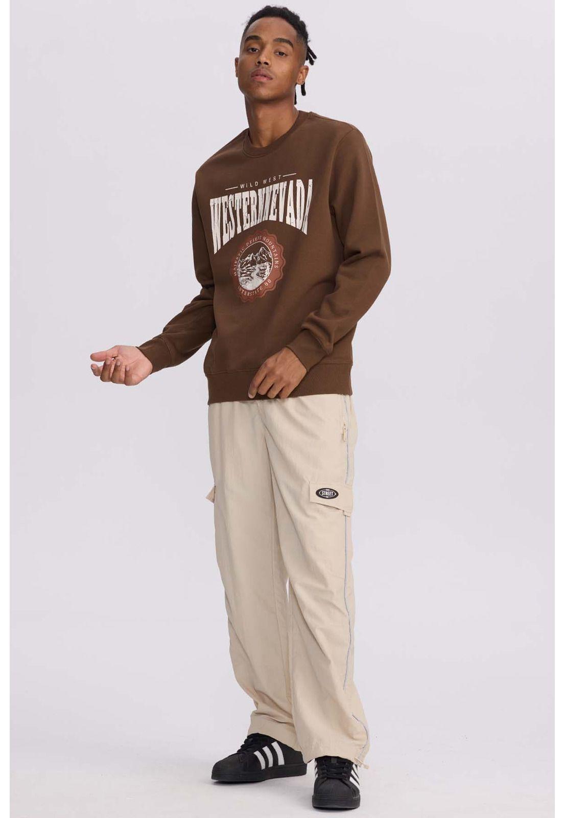 Polerón Hombre Print Central Chocolate-3