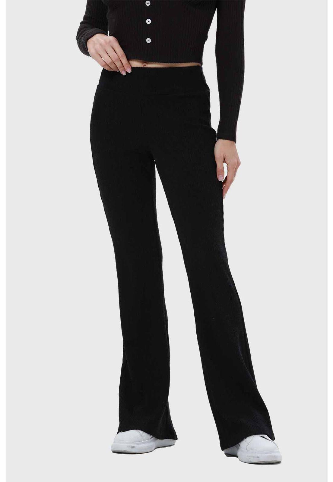 Pantalón Mujer Flare Rib Negro - ll-0