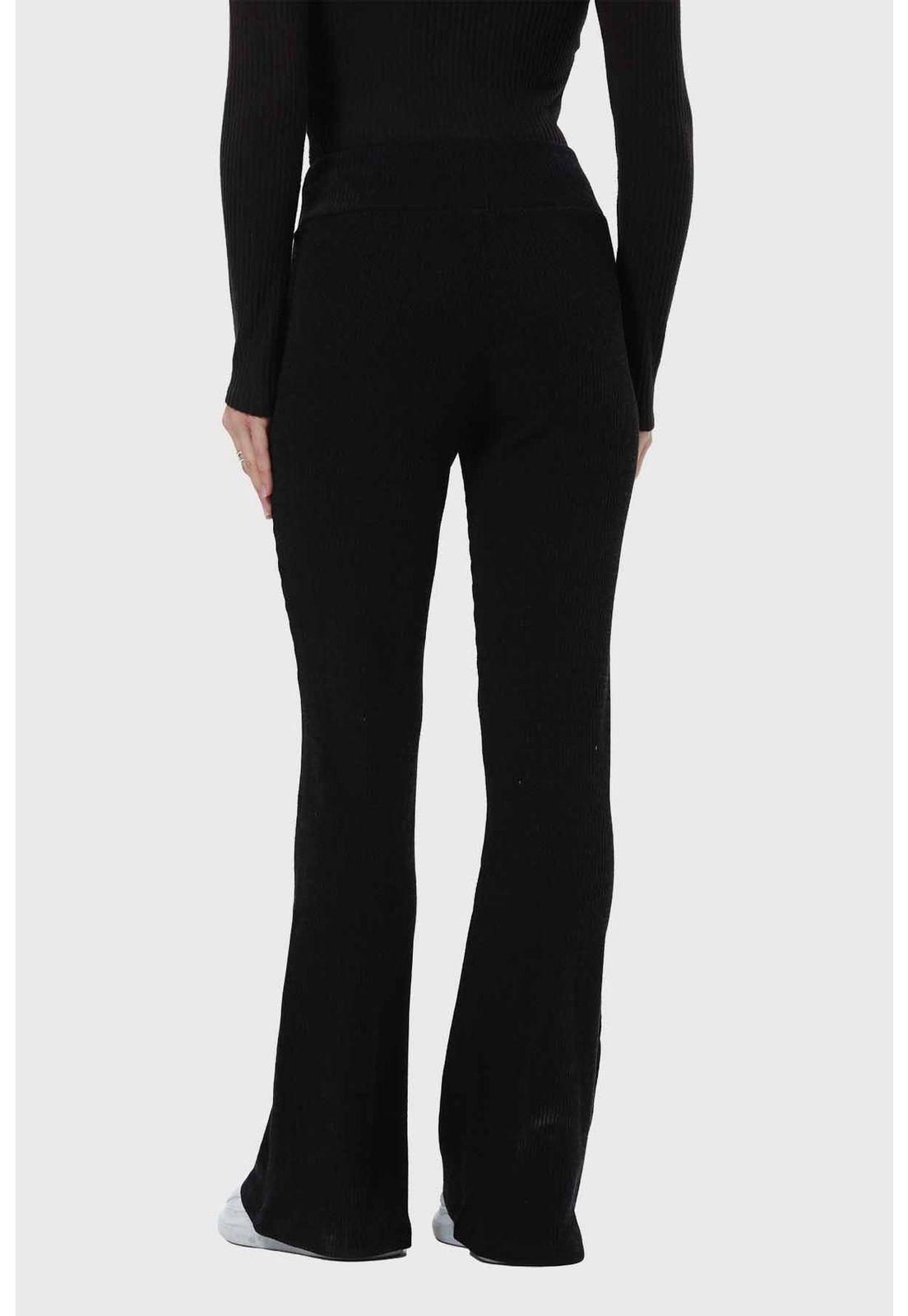 Pantalón Mujer Flare Rib Negro - ll-2