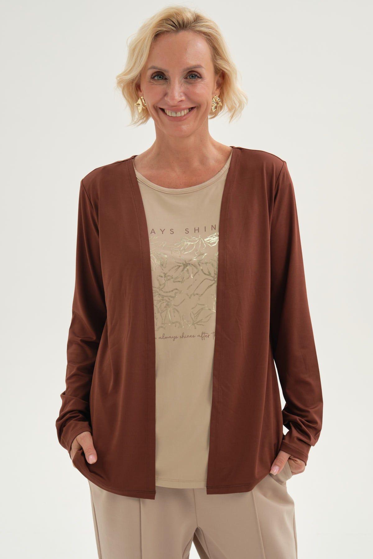 Polera Mujer Tapado Print Posicional Cafe Claro-0