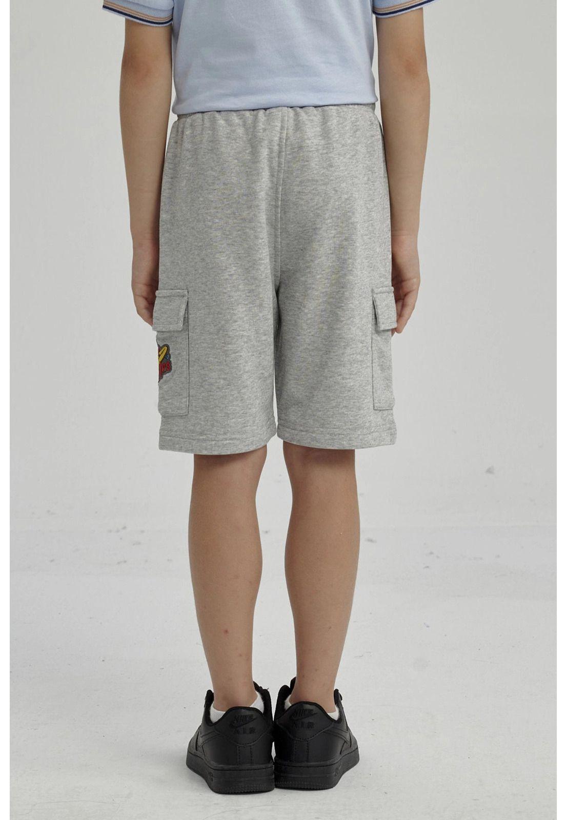 Bermuda Niño Franela Con Parche Gris Melange-2