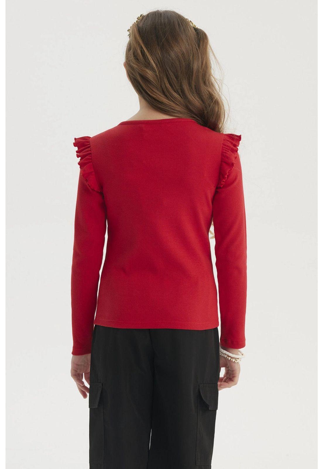 Polera Niña Teen Con Vuelos Rojo-2