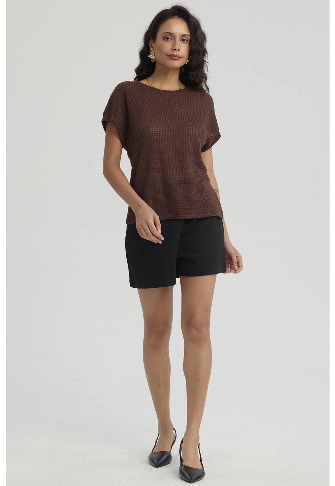 Polera Mujer Textura Café Oscuro-3