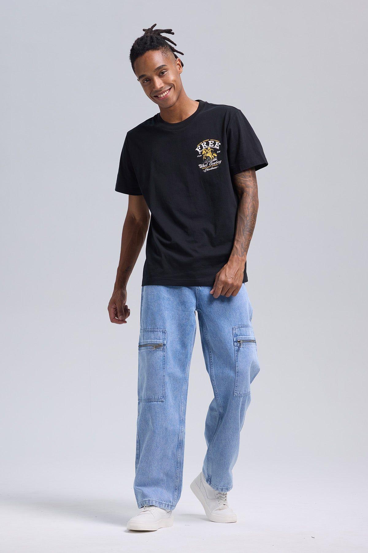 Jeans Hombre Cargo Con Cierre Azul Claro-3